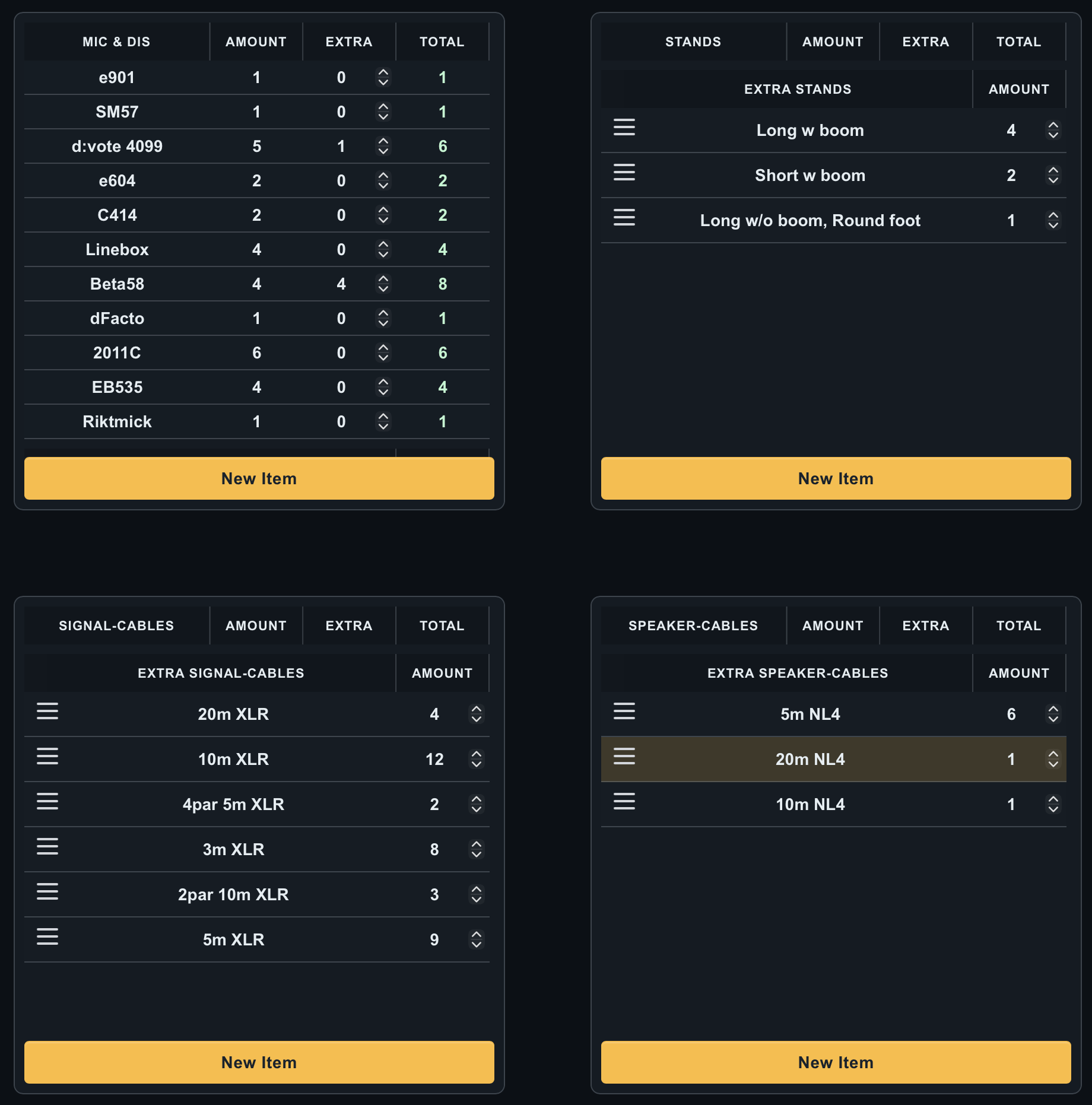 Gigbuddy picking list preview